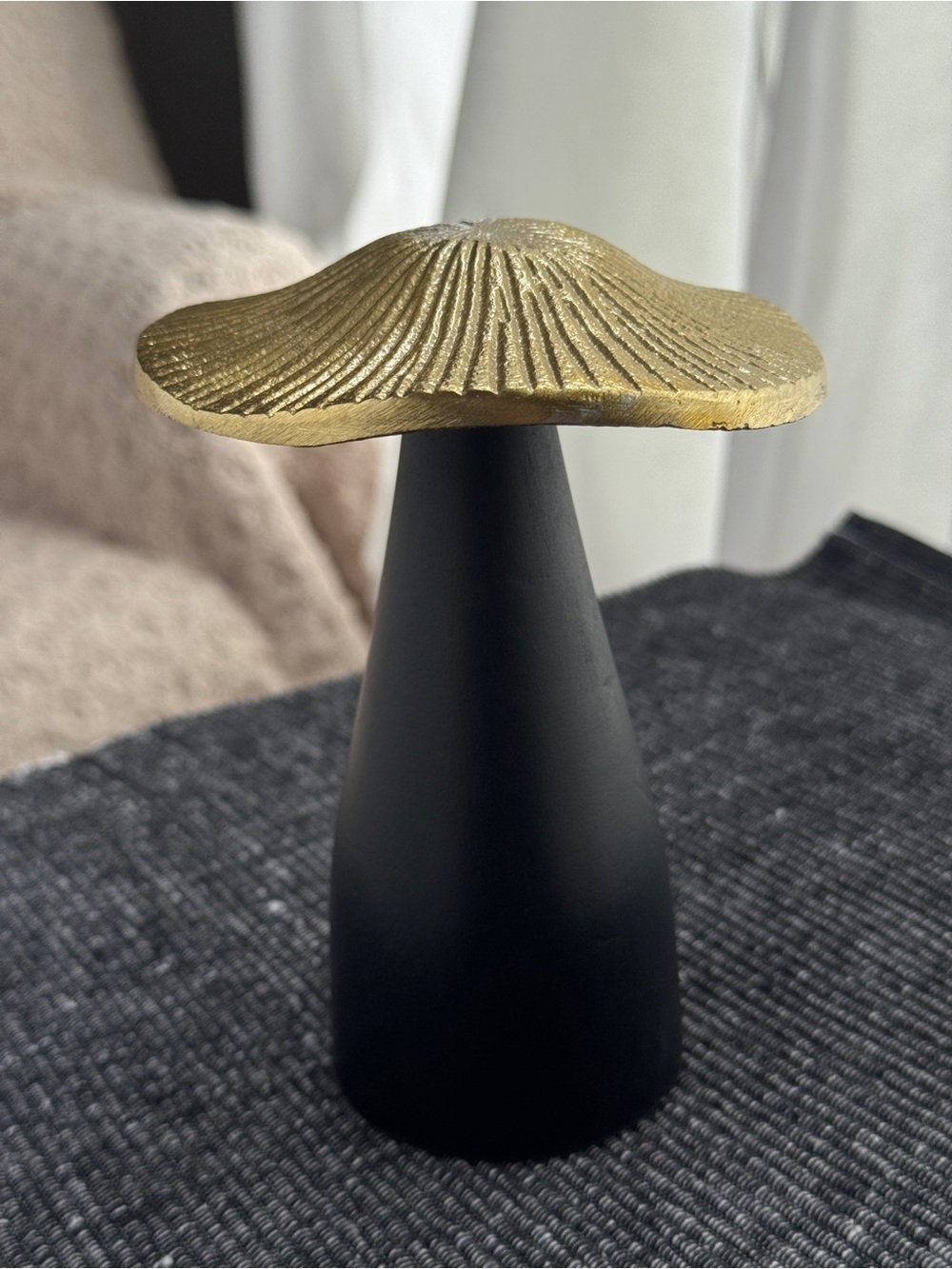 Modern Mushroom Decor Sculpture Black & Gold Accent Figure
